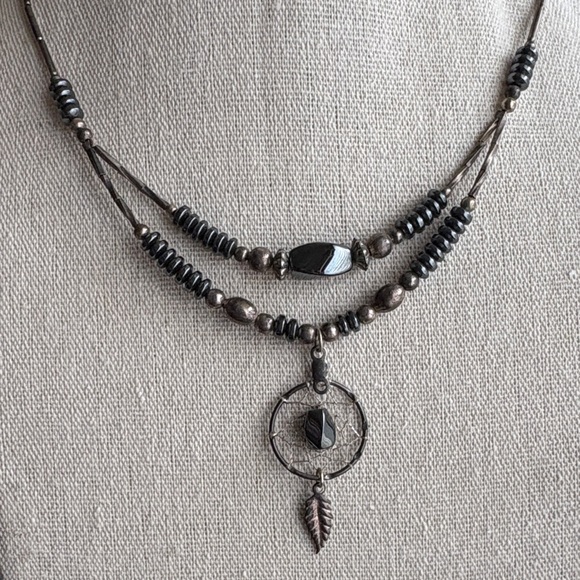 Jewelry - Hematite Dreamcatcher Beaded Necklace